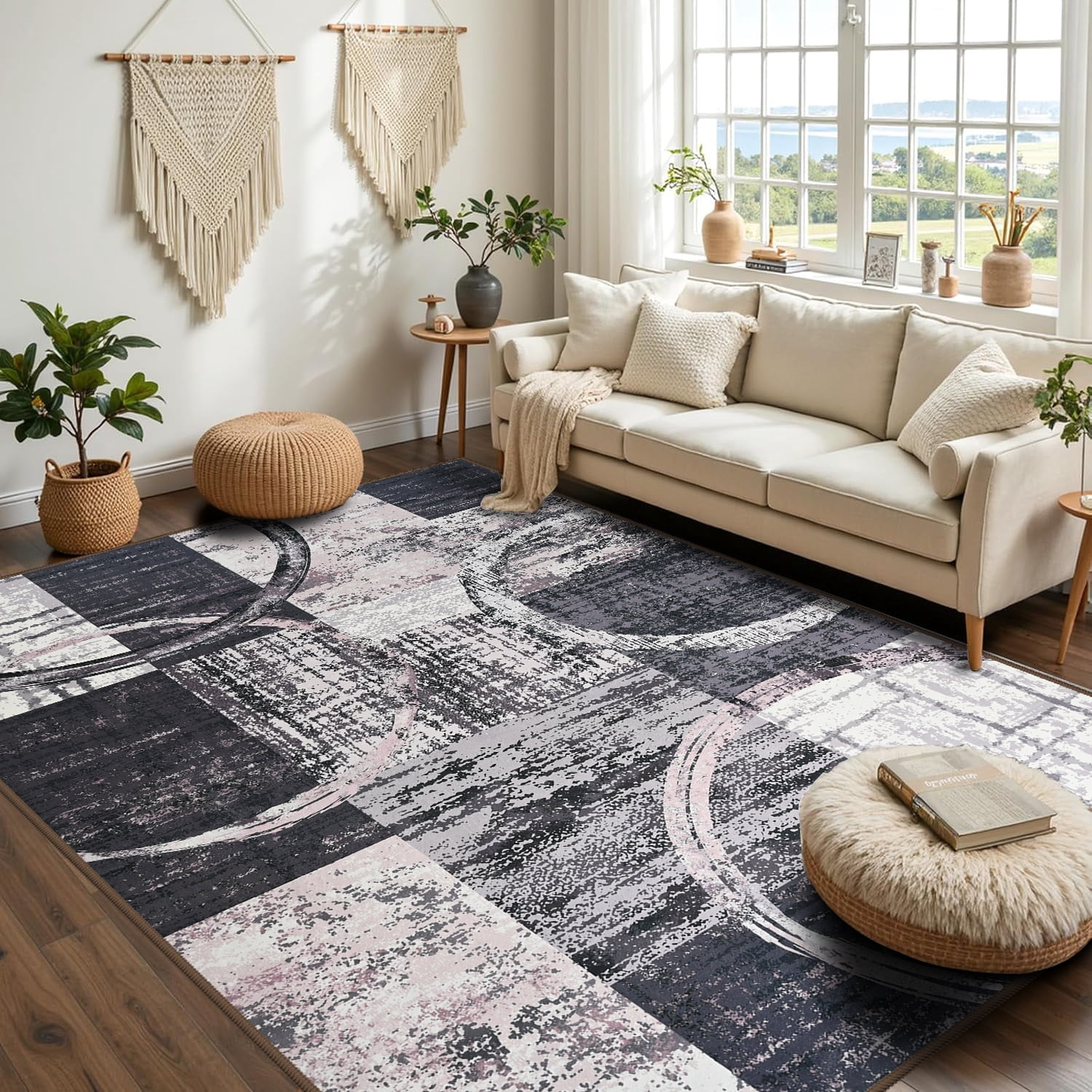 Ultrug Fluffy Rugs for Bedroom Abstract Area Rug for Living Room Decor Nursery Carpet,8'x10',Brown