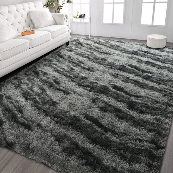 Ultrug Fluffy Shag Rug Bedroom Area Rugs for Living Room Nursery Plush Soft Carpet Home Decor,4'x6',Black
