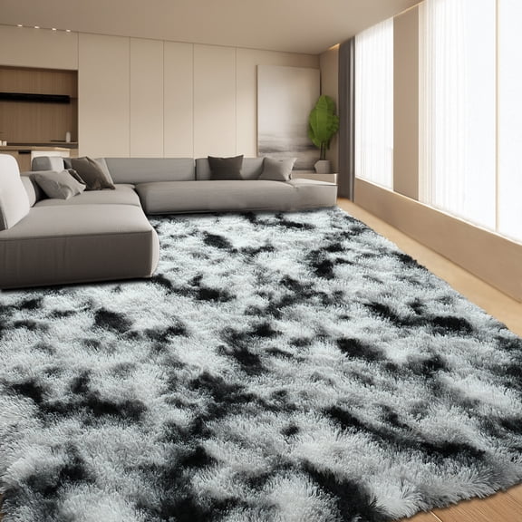 Ultrug Fluffy Shag Rug Bedroom Area Rugs for Living Room Nursery Plush Soft Carpet Home Decor,4'x6',Black