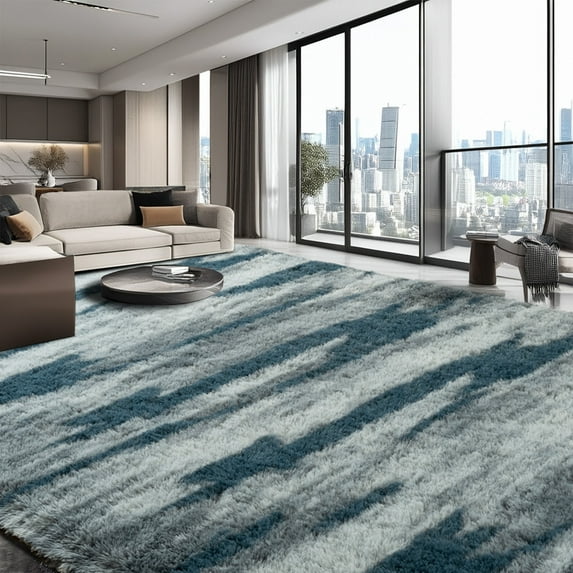 Ultrug Fluffy Shag Rug Bedroom Area Rugs for Living Room Nursery Plush Soft Carpet Home Decor,4'x6',Blue