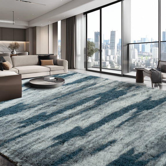 Ultrug Fluffy Shag Rug Bedroom Area Rugs for Living Room Nursery Plush Soft Carpet Home Decor,5'x8',Blue