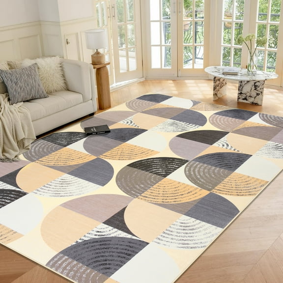 Ultrug Minimalist Modern Geometric Rugs Washable Area Rug Indoor Home Decor Carpet for Living Room Bedroom Kitchen,4'x6',Brown