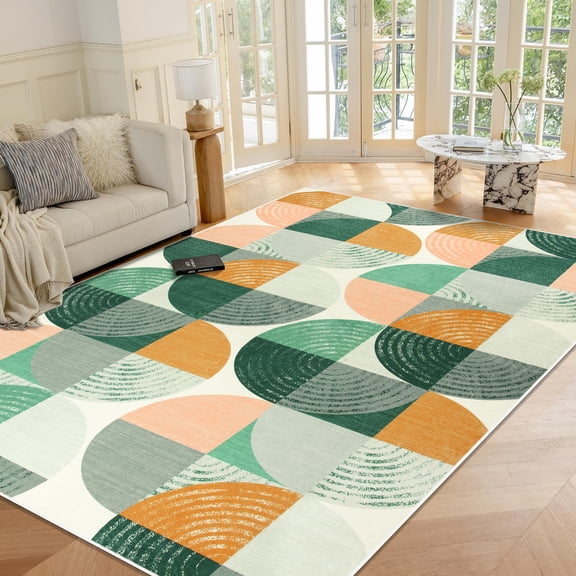 Ultrug Minimalist Modern Geometric Rugs Washable Area Rug Indoor Home Decor Carpet for Living Room Bedroom Kitchen,6'x9',Green