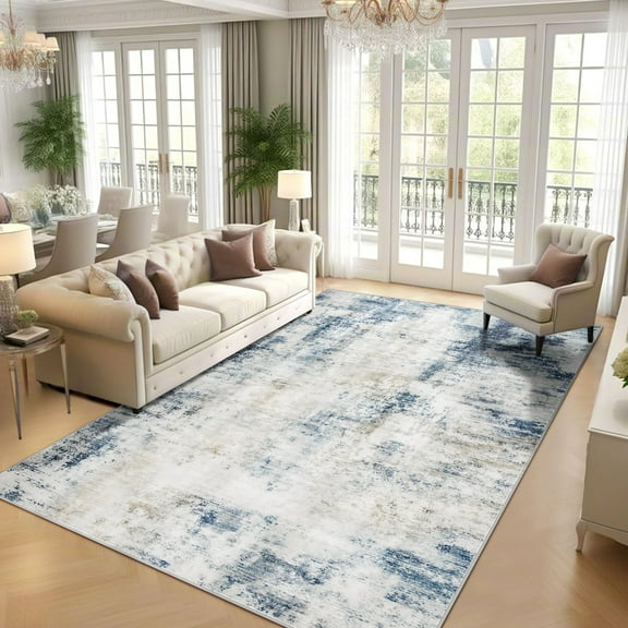 Ultrug Modern Abstract Rugs Vintage Area Rug Soft Indoor Carpet for Bedroom Living Room Home Decor,4'x6',Blue