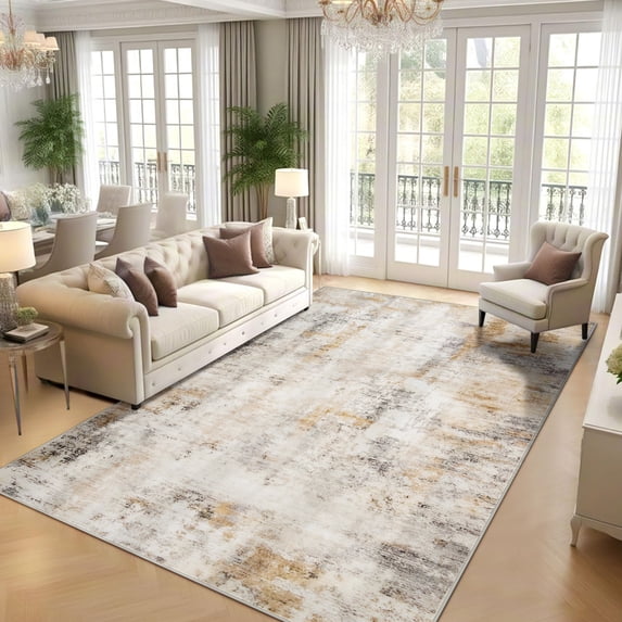 Ultrug Modern Abstract Rugs Vintage Area Rug Soft Indoor Carpet for Bedroom Living Room Home Decor,5'x8',Khaki