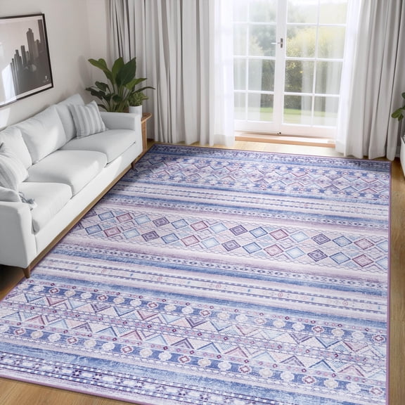 Ultrug Soft Boho Area Rug Moroccan Geometric Rugs Washable Carpet for Bedroom Living Room Home Decor,4'x6',Blue Purple