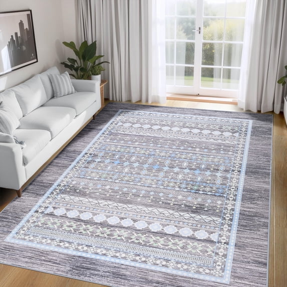 Ultrug Soft Boho Area Rug Moroccan Geometric Rugs Washable Carpet for Bedroom Living Room Home Decor,4'x6',Gray Blue