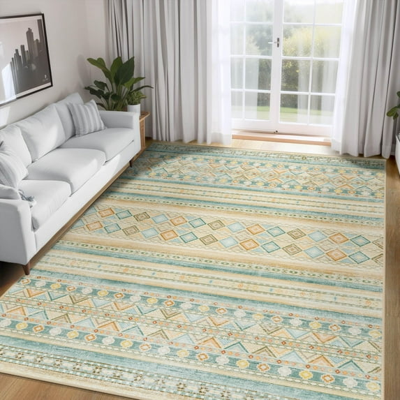 Ultrug Soft Boho Area Rug Moroccan Geometric Rugs Washable Carpet for Bedroom Living Room Home Decor,5'x8',Yellow Green