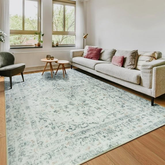 Ultrug Vintage Floral Print Rugs Soft Carpet Retro Area Rug for Living Room Bedroom Home Decor,5'x8',Gray