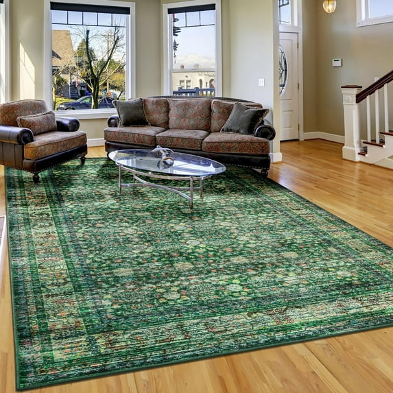 Ultrug Vintage Floral Rugs Soft Boho Area Rug Indoor Carpet for Living Room Bedroom Home Decor,4'x6',Green