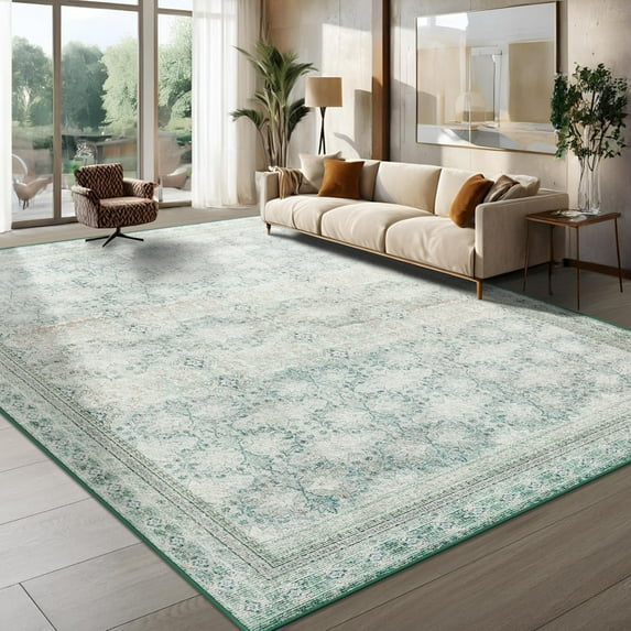 Ultrug Vintage Floral Rugs Soft Boho Area Rug Indoor Carpet for Living Room Bedroom Home Decor,4'x6',Light Green