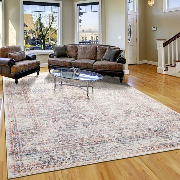 Ultrug Vintage Floral Rugs Soft Boho Area Rug Indoor Carpet for Living Room Bedroom Home Decor,5'x8',Pink