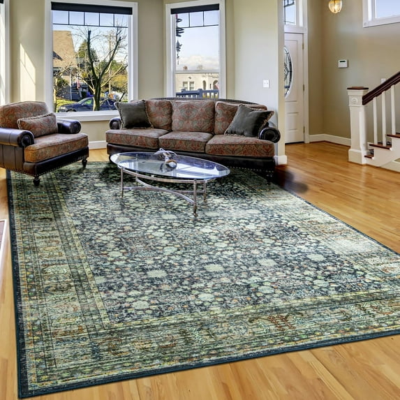 Ultrug Vintage Floral Rugs Soft Boho Area Rug Indoor Carpet for Living Room Bedroom Home Decor,5'x8',Yellow