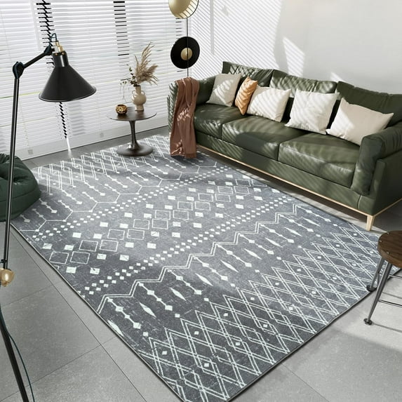 Ultrug Vintage Rugs Boho Geometric Moroccan Area Rug Soft Carpet for Bedroom Living Room Home Decor,6'x9',Grey