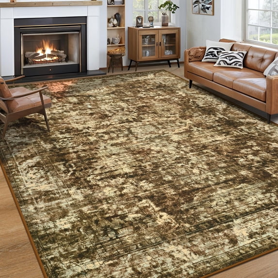 Ultrug Vintage Rugs Modern Area Rug Washable Indoor Carpet for Bedroom Living Room Home Decor,4'x6',Brown