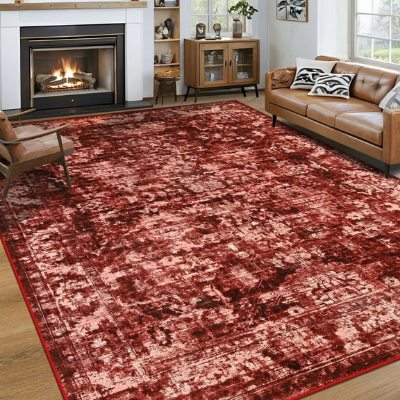 Ultrug Vintage Rugs Modern Area Rug Washable Indoor Carpet for Bedroom Living Room Home Decor,4'x6',Red