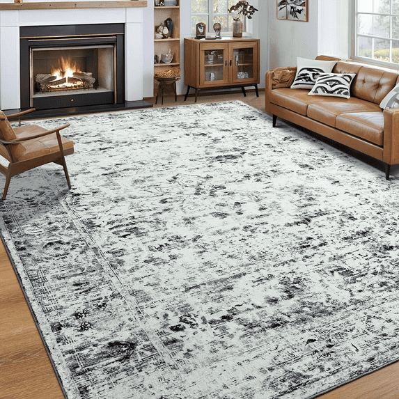 Ultrug Vintage Rugs Modern Area Rug Washable Indoor Carpet for Bedroom Living Room Home Decor,5'x7',Light Gray