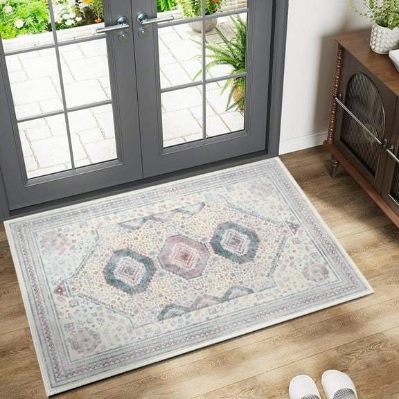 Ultrug Vintage Rugs Soft Accent Area Rug Boho Carpet for Bedroom Living Room Home Decor,2'x3',Beige