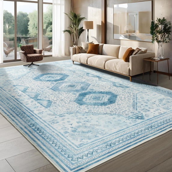 Ultrug Vintage Rugs Soft Accent Area Rug Boho Carpet for Bedroom Living Room Home Decor,4'x6',Blue