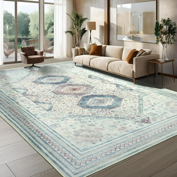 Ultrug Vintage Rugs Soft Accent Area Rug Boho Carpet for Bedroom Living Room Home Decor,5'x8',Beige