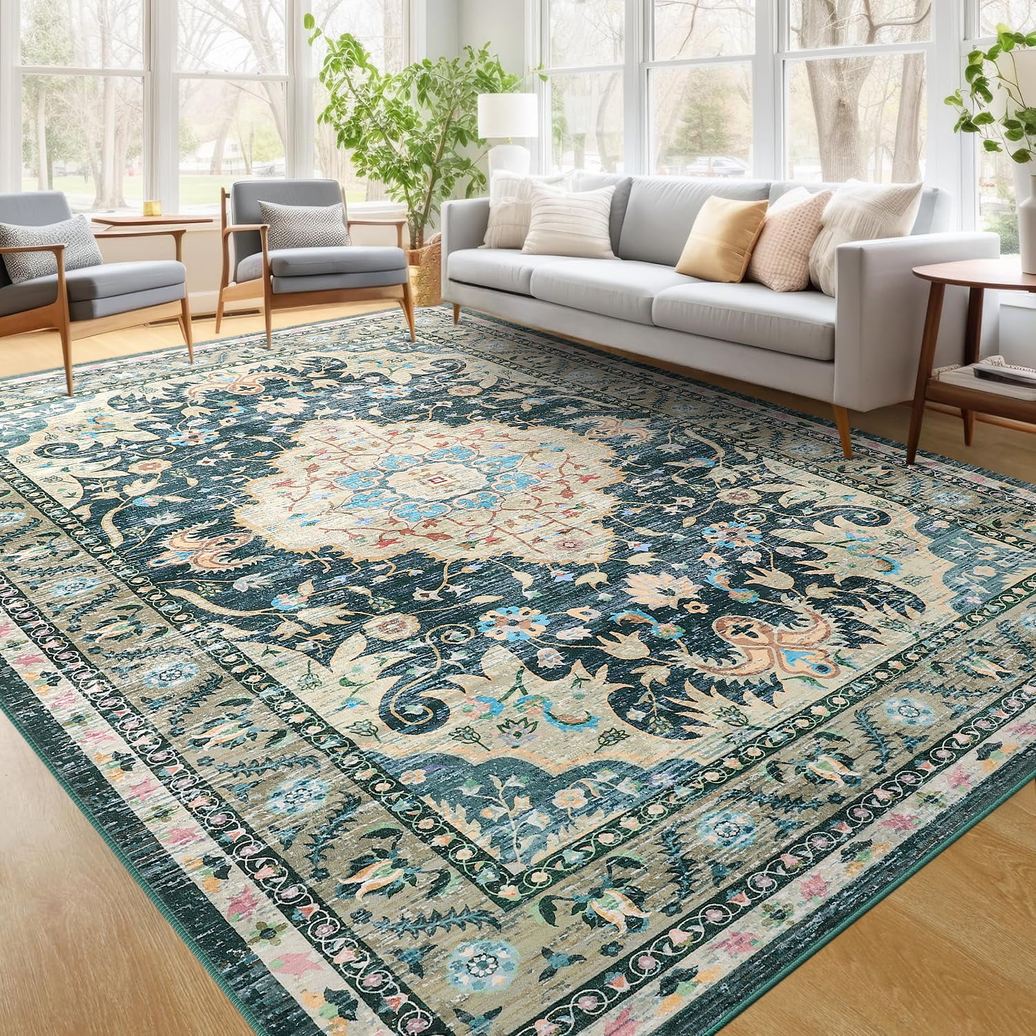 Ultrug Vintage Rugs Soft Accent Area Rug Retro Distressed Medallion ...
