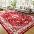 thumbnail image 1 of Ultrug Vintage Rugs Soft Accent Area Rug Retro Distressed Medallion Carpet for Bedroom Living Room Home Decor,5'x8',Red, 1 of 7