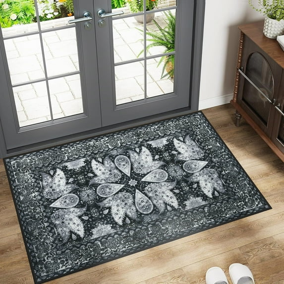 Ultrug Vintage Rugs Soft Accent Area Rug for Bedroom Living Room Home Decor Boho Carpet,2'x3',Black