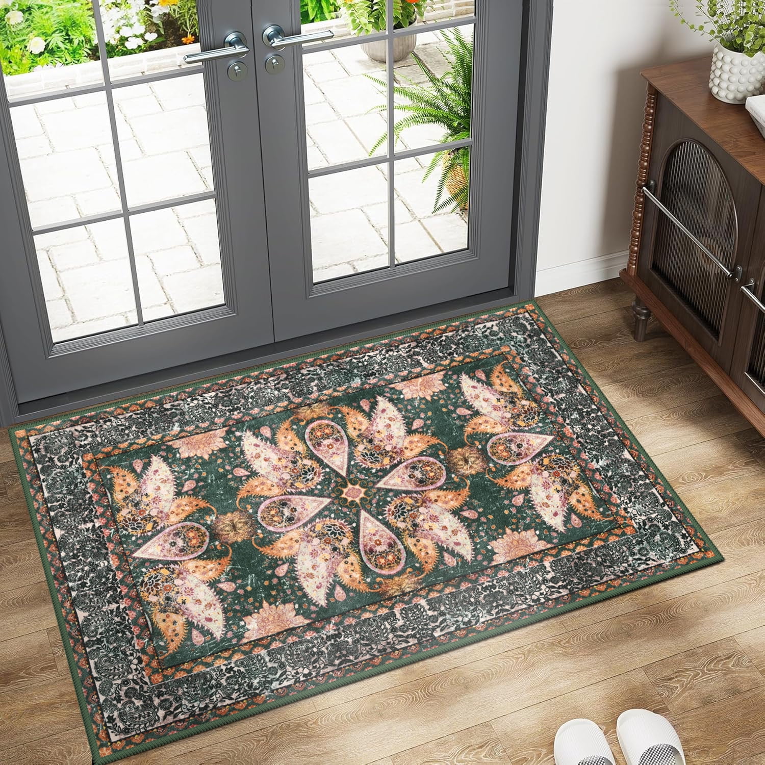 Ultrug Vintage Rugs Soft Accent Area Rug for Bedroom Living Room Home Decor Boho Carpet,2'x3',Green