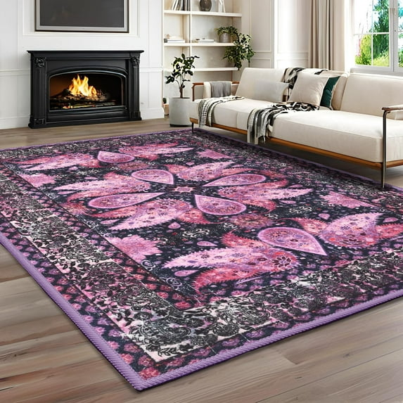 Ultrug Vintage Rugs Soft Accent Area Rug for Bedroom Living Room Home Decor Boho Carpet,4'x6',Purple