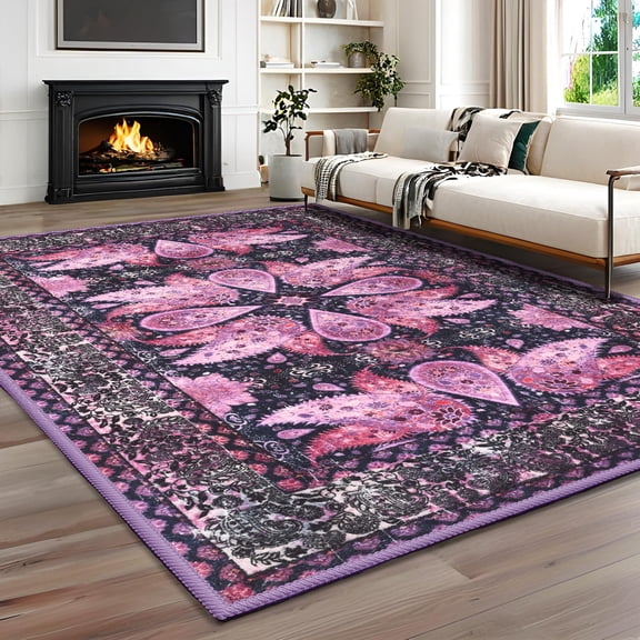 Ultrug Vintage Rugs Soft Accent Area Rug for Bedroom Living Room Home Decor Boho Carpet,4'x6',Purple