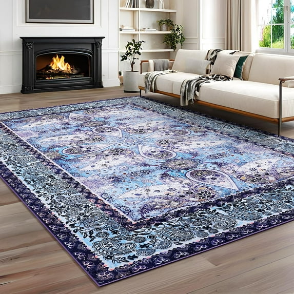 Ultrug Vintage Rugs Soft Accent Area Rug for Bedroom Living Room Home Decor Boho Carpet,6'x9',Blue