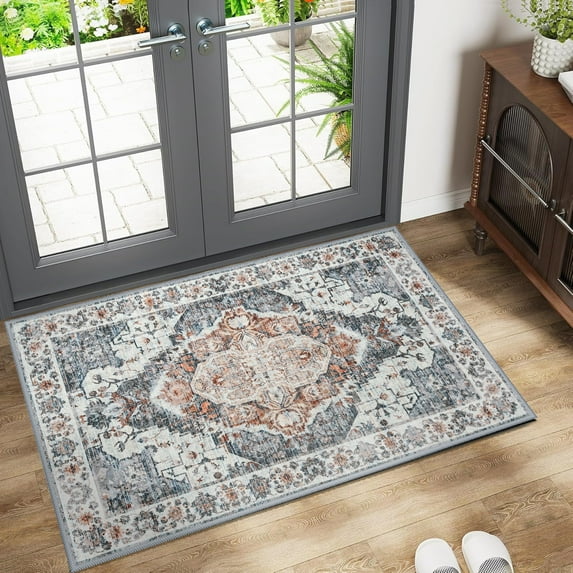 Ultrug Vintage Rugs Soft Accent Area Rug for Bedroom Living Room Home Decor Carpet,2'x3',Blue