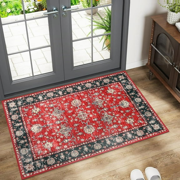 Ultrug Vintage Rugs Soft Accent Area Rug for Bedroom Living Room Home Decor Carpet,2'x3',Red