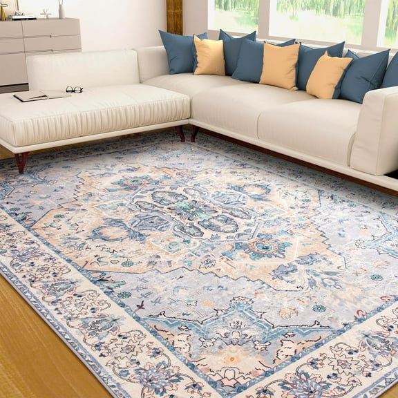 Ultrug Vintage Rugs Soft Accent Area Rug for Bedroom Living Room Home Decor Carpet,4'x6',Beige