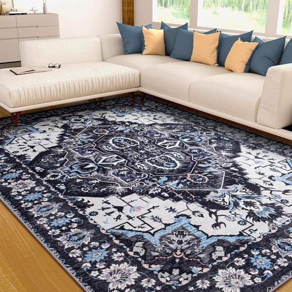 Ultrug Vintage Rugs Soft Accent Area Rug for Bedroom Living Room Home Decor Carpet,5'x7',Black