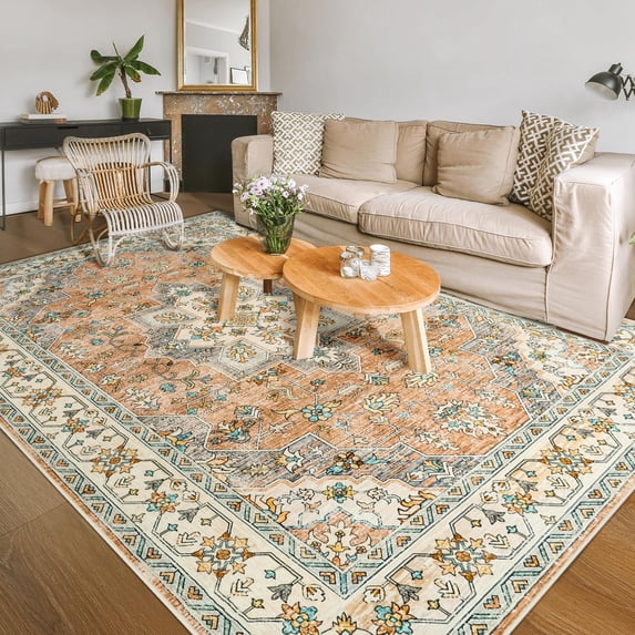 Ultrug Vintage Rugs Soft Accent Area Rug for Bedroom Living Room Home Decor Carpet,5'x7',Camel