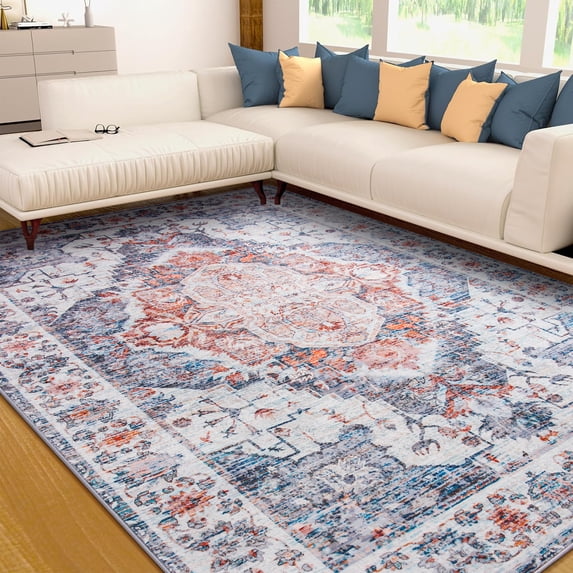 Ultrug Vintage Rugs Soft Accent Area Rug for Bedroom Living Room Home Decor Carpet,5'x8',Blue