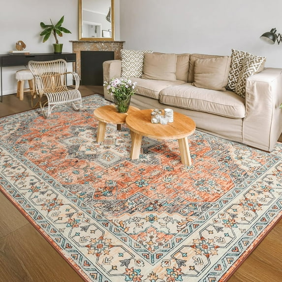 Ultrug Vintage Rugs Soft Accent Area Rug for Bedroom Living Room Home Decor Carpet,7'x10',Red