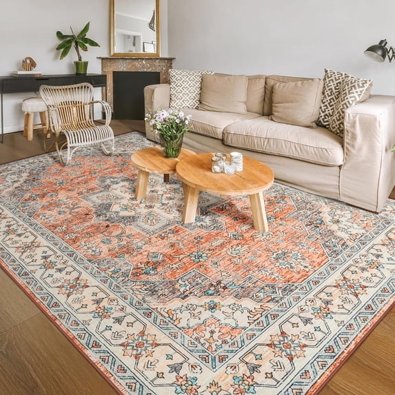 Ultrug Vintage Rugs Soft Accent Area Rug for Bedroom Living Room Home Decor Carpet,9'x11',Red