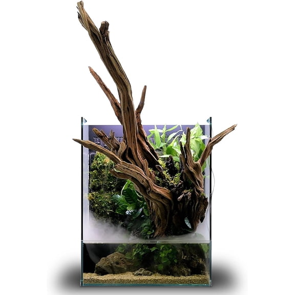 Ultum Nature Systems Foresta Integrated Paludarium Tank - All in One Aquarium w/Waterfall, Mist Maker, Water Pump, Modern Fish Tank w/Filtration for Aquatic Plants - 13.78" x 13.78" x 17.72" - 35E