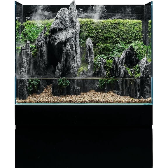 Ultum Nature Systems Foresta Integrated Paludarium Tank - All in One Aquarium w/Waterfall, Mist Maker, Water Pump, Modern Fish Tank w/Filtration for Aquatic Plants - 23.62" x 14.17" x 17.72" - 60E