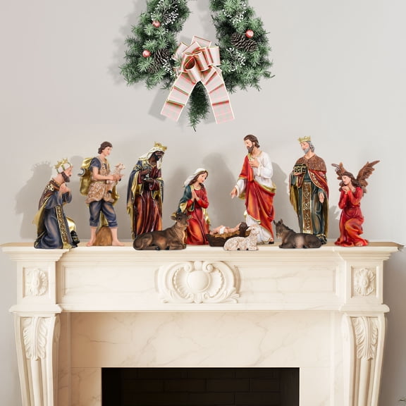 Ultym 11 Piece Resin Nativity Set Christmas Figurines Indoor Tabletop Church Home Decor