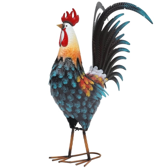 Ultym 32 inch Metal Rooster Garden Statue Hand Painted Farmhouse Weather Resistant