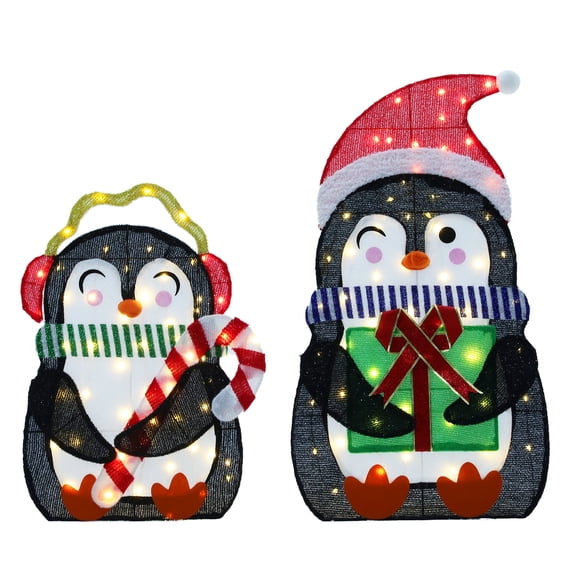 Ultym 35 inch Penguin Set of 2 Pre Lit Warm LED Lights Outdoor