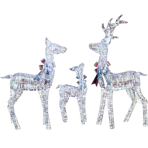 Ultym 54 inch Deer Family Set of 3 Pre Lit 350 LED Lights Timer Remote Control Outdoor