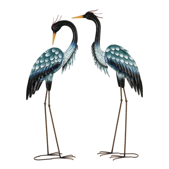 Ultym 45 inch Metal Blue Heron Statues Set of 2 with 4 Ground Stakes Weather Resistant Garden Yard