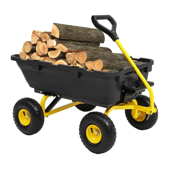 Ultym 900 lb Garden Dump Cart with Expandable 4+ cu ft Capacity, 10 inch Pneumatic Tires, Quick-Release Dumping and Steel Frame