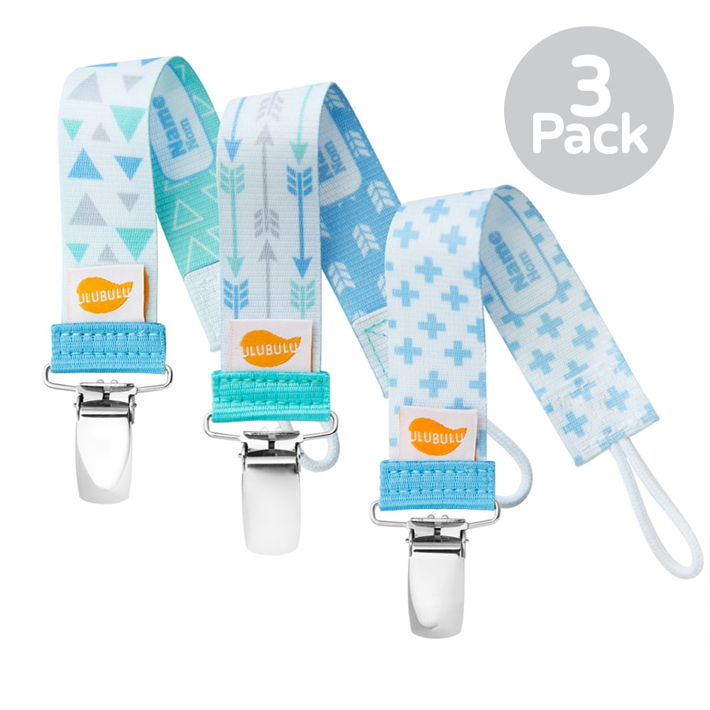 Ulubulu Muted Boy Pattern Combo Pacifier Clip 3 Count
