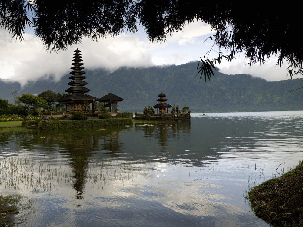 Ulun Danu Temple On Beratan Lake Bali Indonesia Canvas Art - Keith Levit Design Pics (40 x 30)