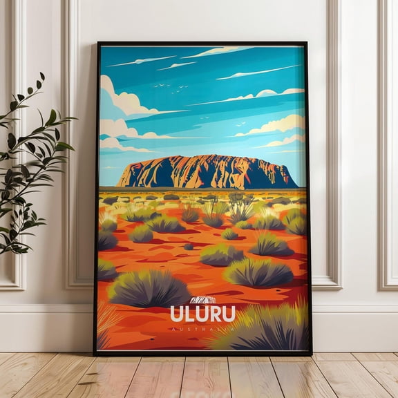 Uluru Australia Print, Red Desert Landscape, Modern Travel Art, Unframed Paper Poster 8x10in